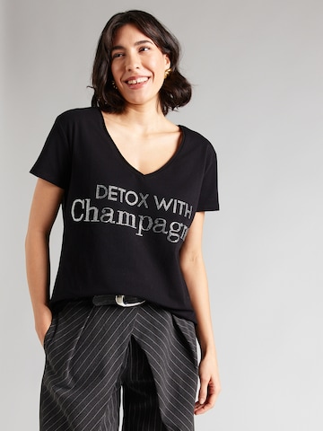 miss goodlife T-Shirt 'Detox With Champagne' in Schwarz: Vorderseite