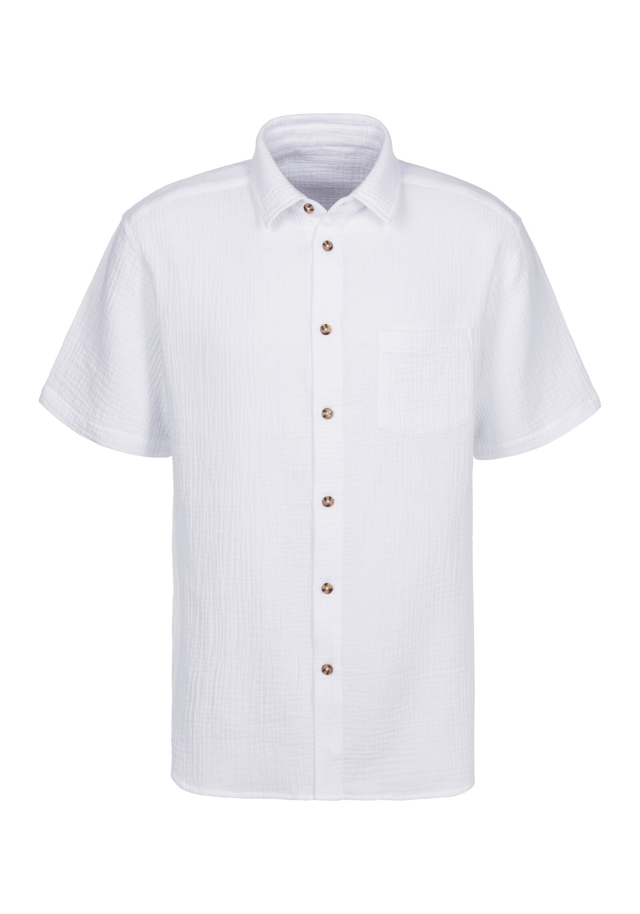 BEACH TIME Button Up Shirt in White: front