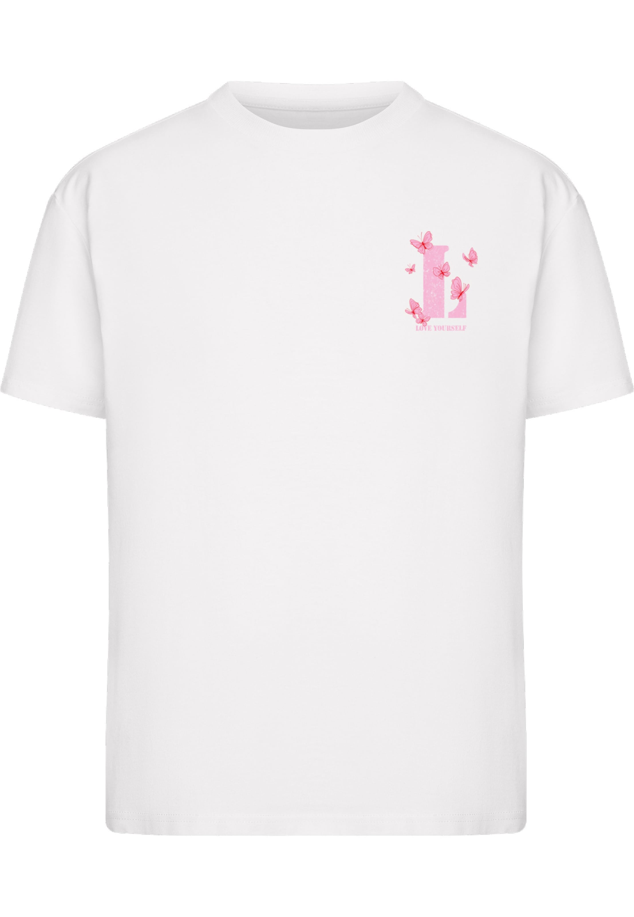 Miss Tee T-Shirt 'Love Yourself And Fly' in Weiß: Vorderseite