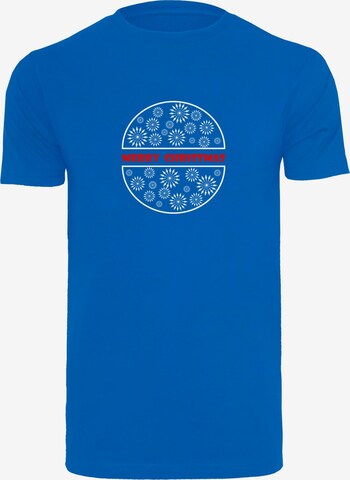 Merchcode Shirt 'Merry Christmas' in Blauw: voorkant