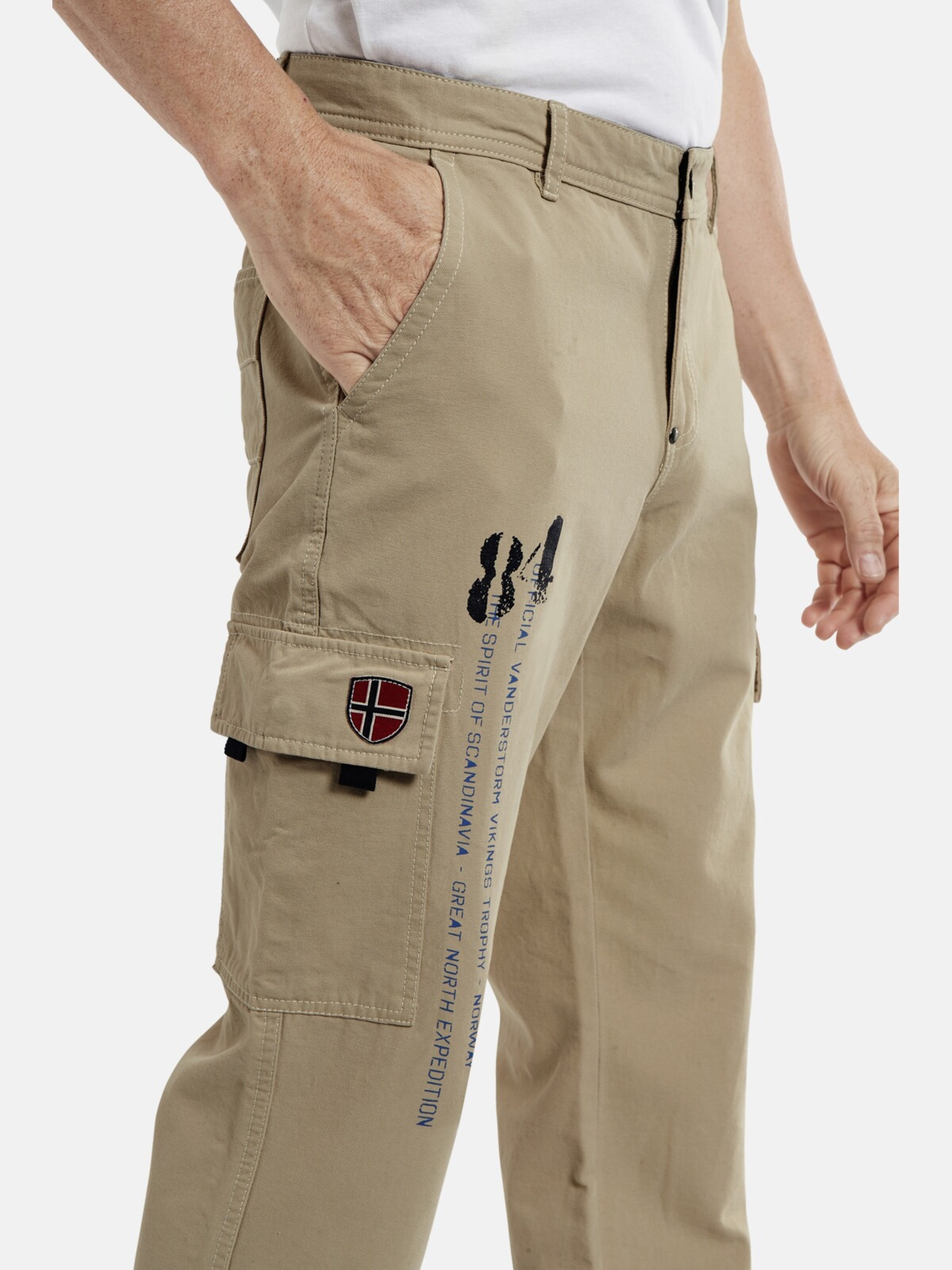 Jan Vanderstorm Regular Cargo Pants 'Macha' in Beige