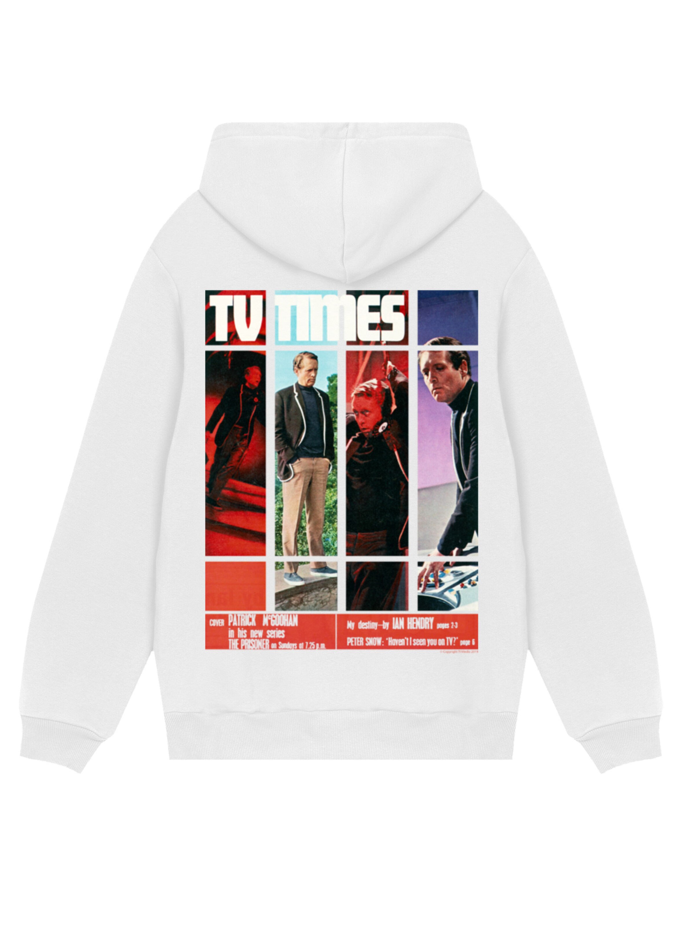 F4NT4STIC Sweatshirt 'TV Times Patrick McGoohan The Prisoner 1967 Cover' in White