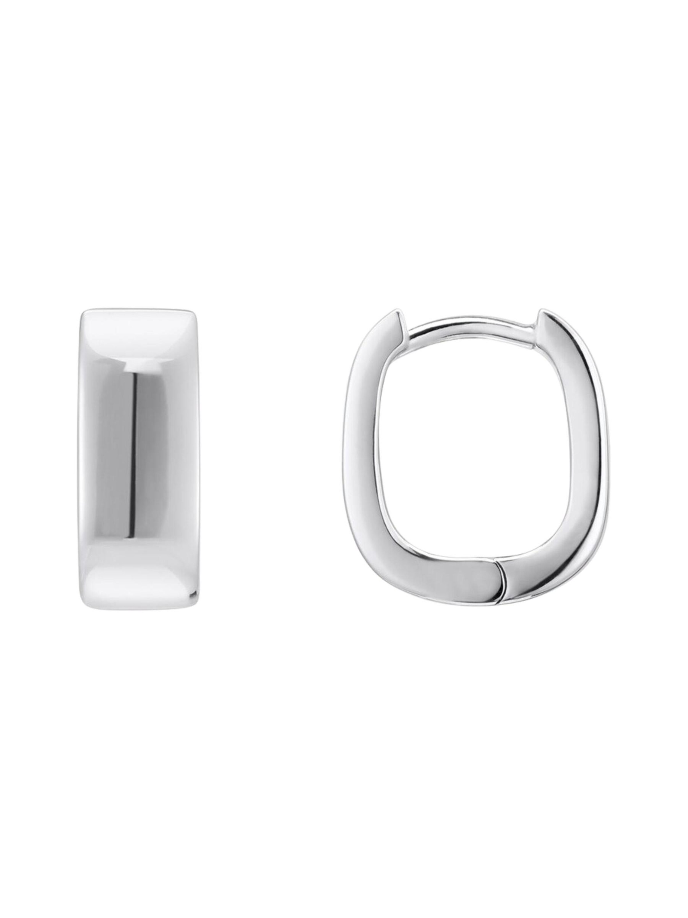 Boucles d'oreilles 'Kleine silberne Creolen in eckiger Form' Thomas Sabo en argent : devant
