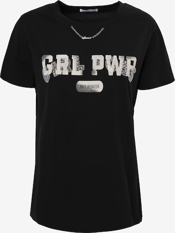 Maglietta 'Girl Power' di Influencer in nero: frontale