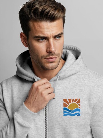 Neverless Zip-Up Hoodie 'Sun Wave Batch' in Grey