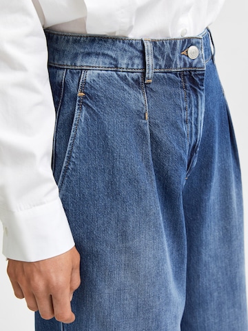 SELECTED FEMME Wide leg Bandplooi jeans 'Jenni' in Blauw
