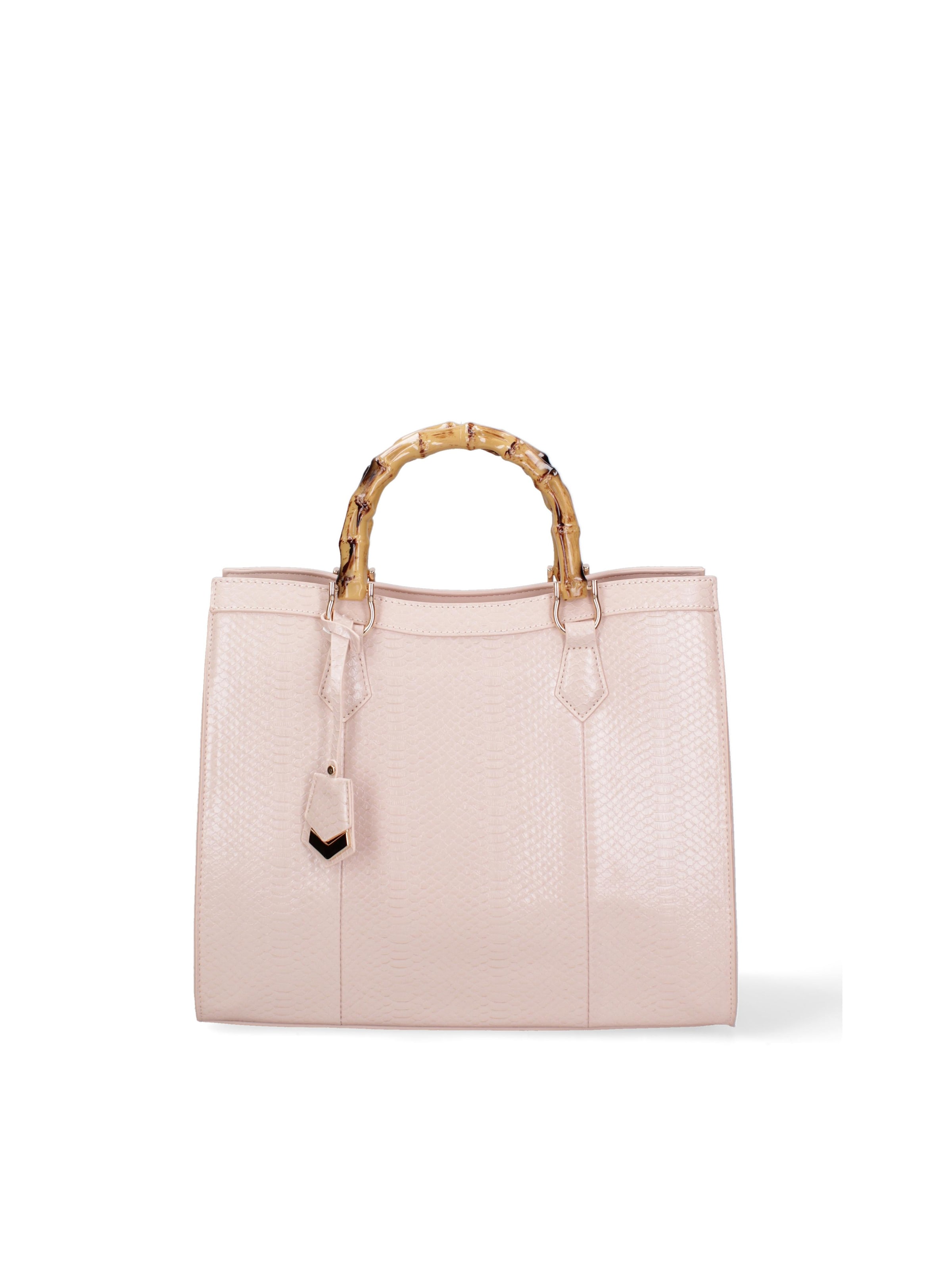 Borsa a spalla 'Borsa a Spalla Donna Ecopelle Vegana con Manico Bambù' di Diana&Co. in rosa: frontale