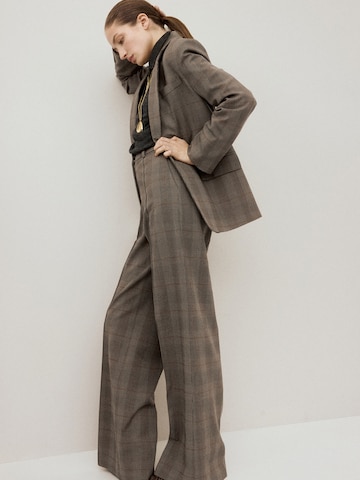 MANGO Wide leg Pleated Pants 'MONET' in Brown