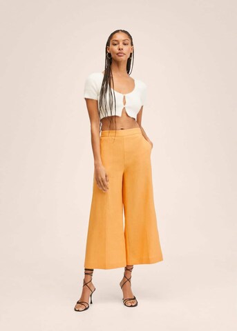 MANGO Wide leg Pleated Pants 'Lote' in Orange