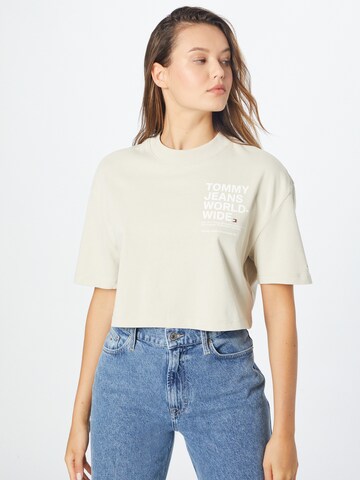 Tommy Jeans - Camisa 'Worldwide' em bege: frente