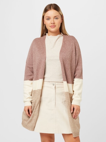 ONLY Carmakoma Knit Cardigan 'New Stone' in Beige: front