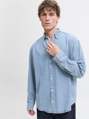 JACK & JONES Comfort fit Button Up Shirt 'JORNorrebro' in Blue