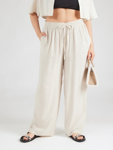 PIECES Curve Wide leg Pants 'PCPIA' in Beige: front