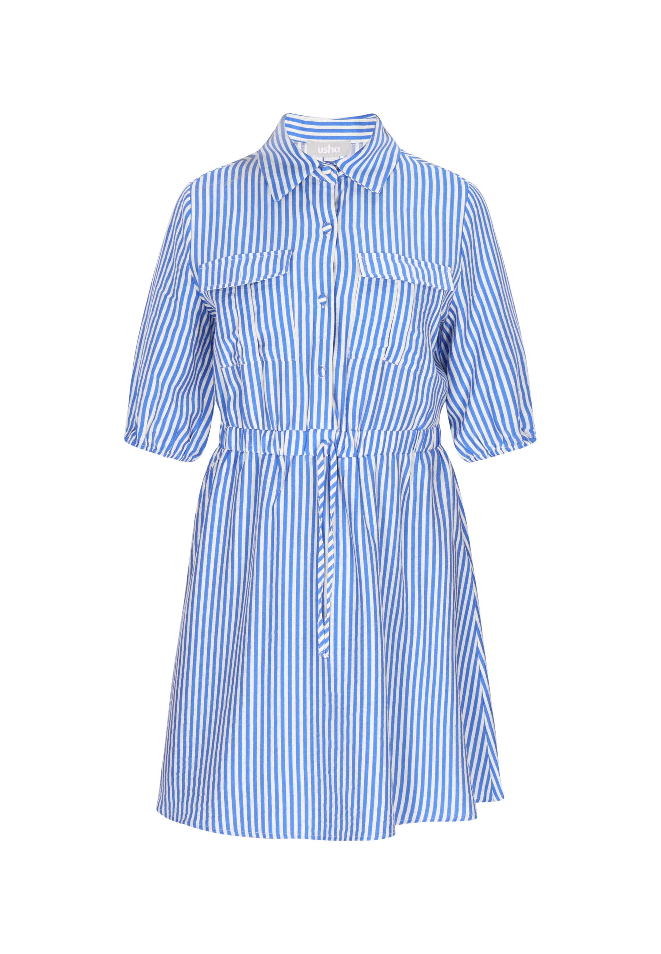 Robe-chemise Usha en bleu : devant