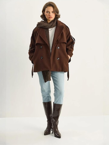 Bianco Lucci Between-Seasons Coat in Brown