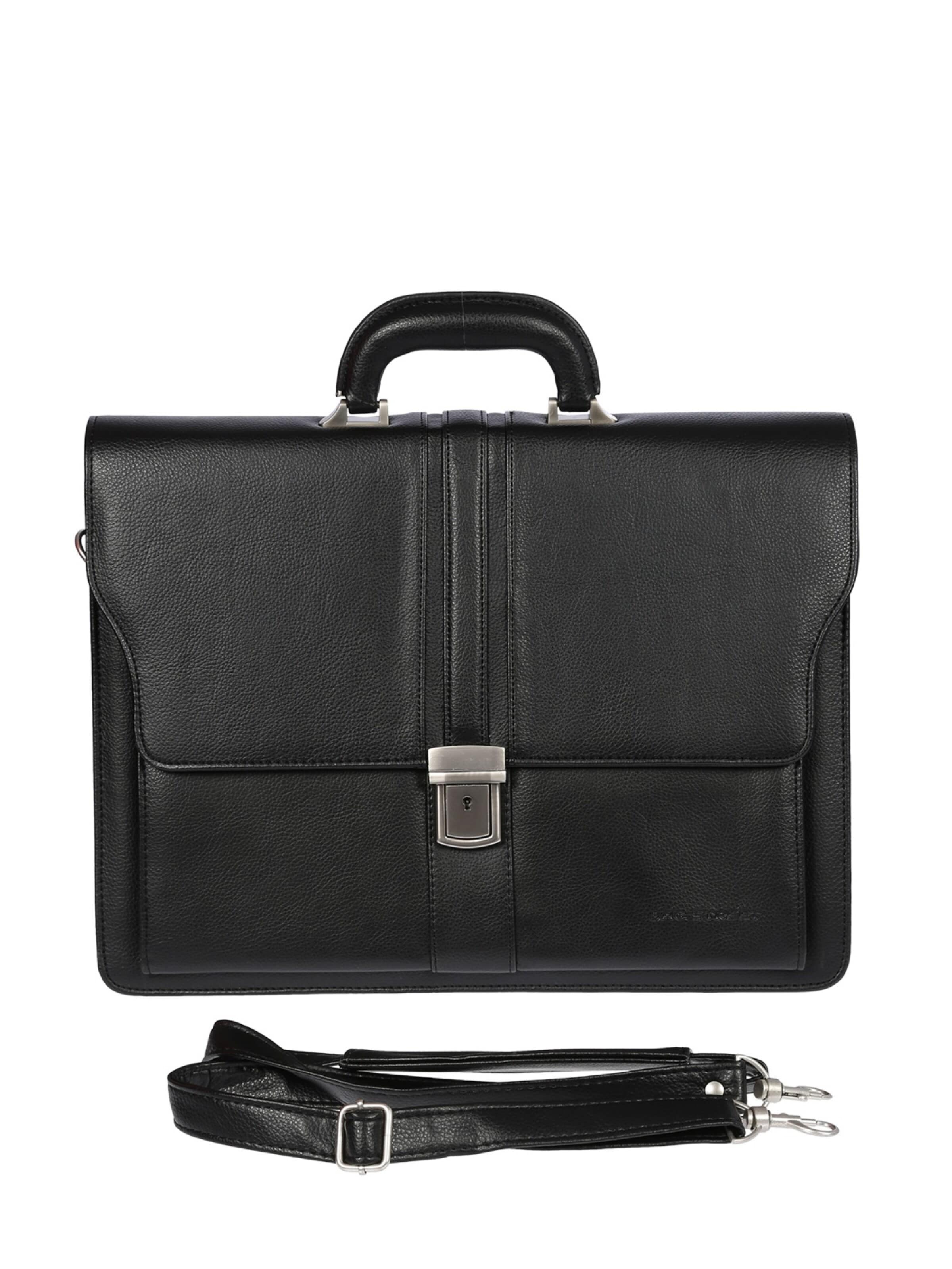 Christian Wippermann Aktenkoffer 'Aktentasche Tasche Messenger Laptop Leder Optik'‌ in Schwarz: Vorderseite