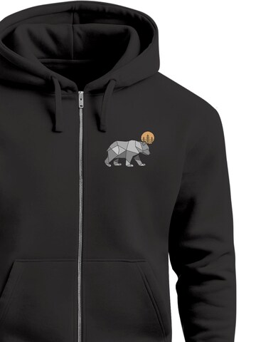 Neverless Sweatjacke 'Polygon Bär'‌‌‌‌‌‌‌‌ in Schwarz