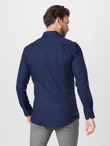 HUGO - Ajuste estrecho Camisa 'Elisha' en azul