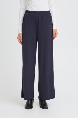 ICHI Wide leg Broek 'IHLINNA' in Blauw: voorkant