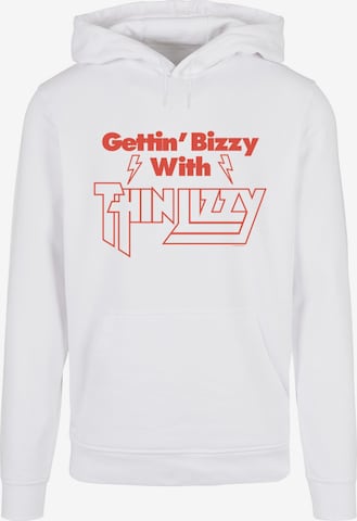 Merchcode Sweatshirt 'Thin Lizzy - Gettin Bizzy' in Wit: voorkant