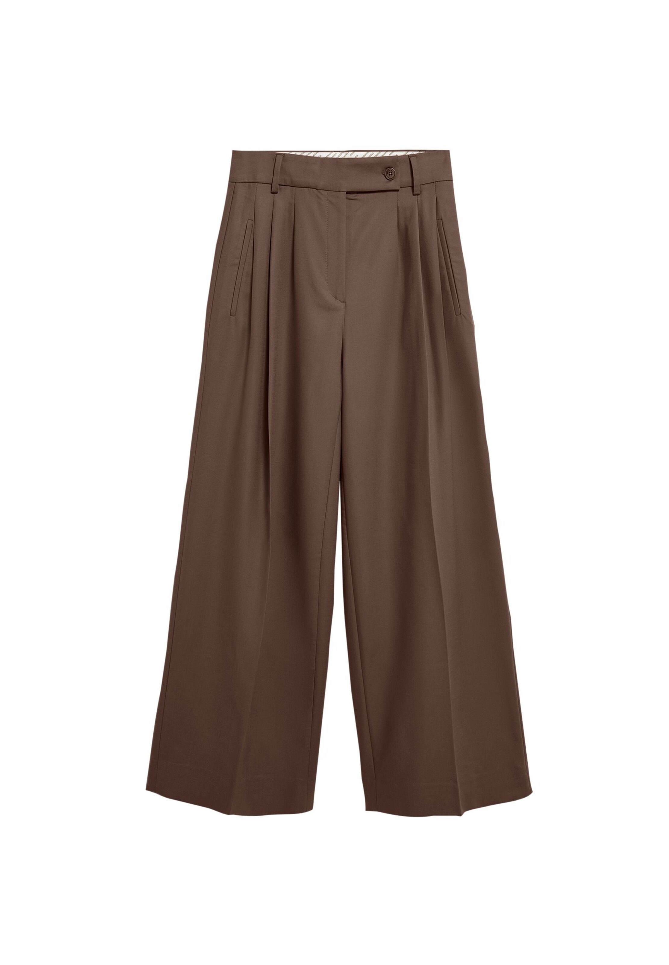 Wide Leg Pantalon à pince 'AYUA' ARMEDANGELS en marron : devant