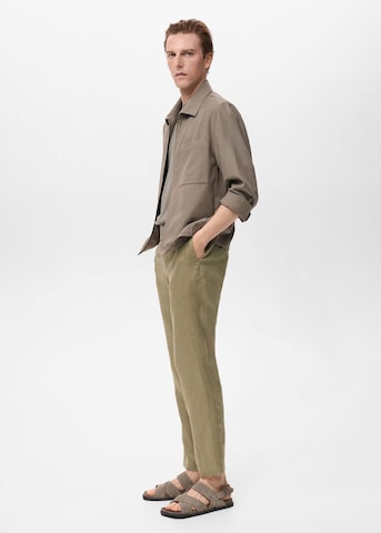 MANGO MAN Slim fit Pants 'Oyster' in Green