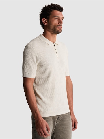 T-Shirt 'Polo shirt in cotton/modal with zipper' CAST IRON en beige : devant