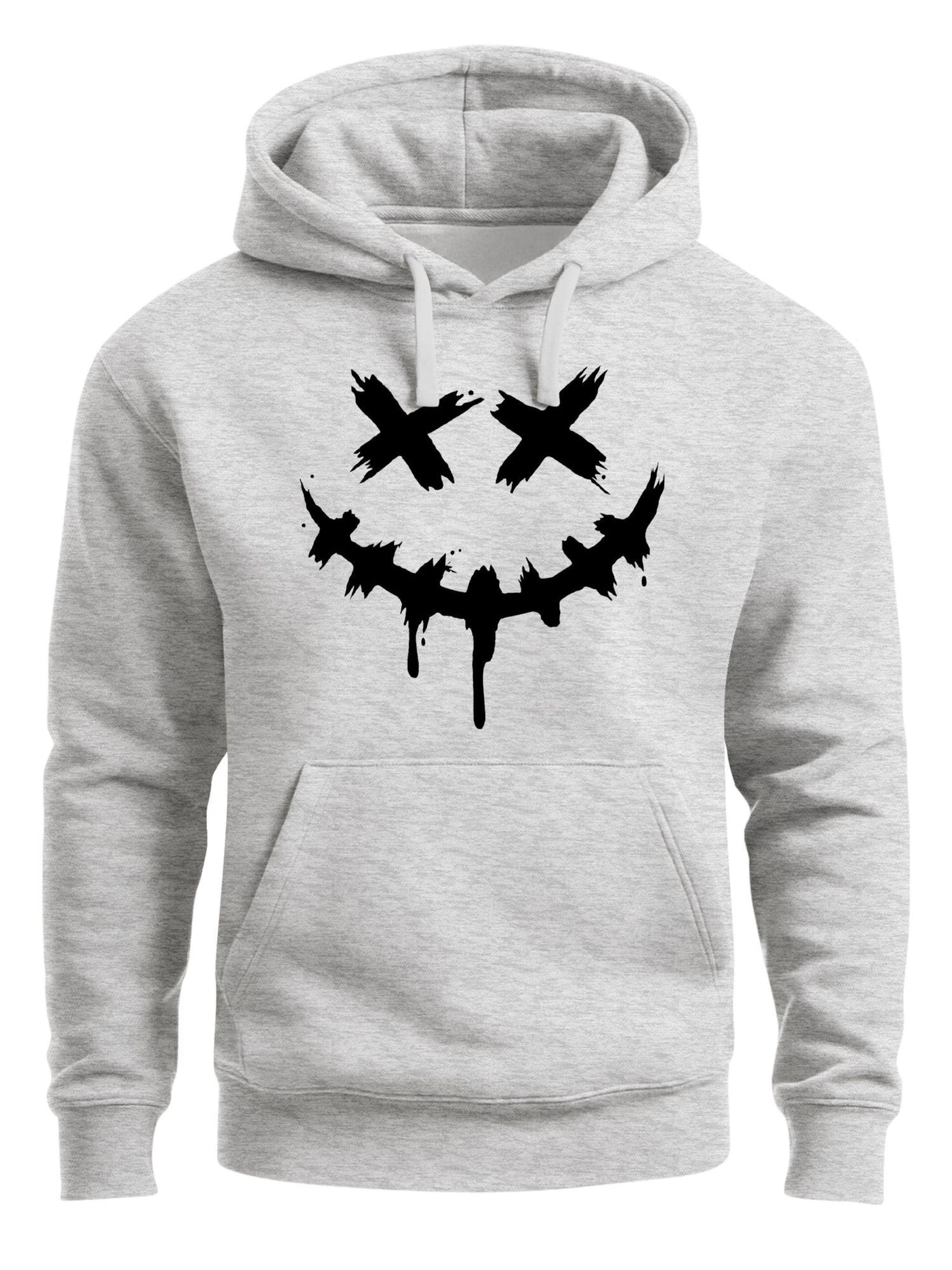 Neverless Sweatshirt 'Smile Face' in Grau: Vorderseite