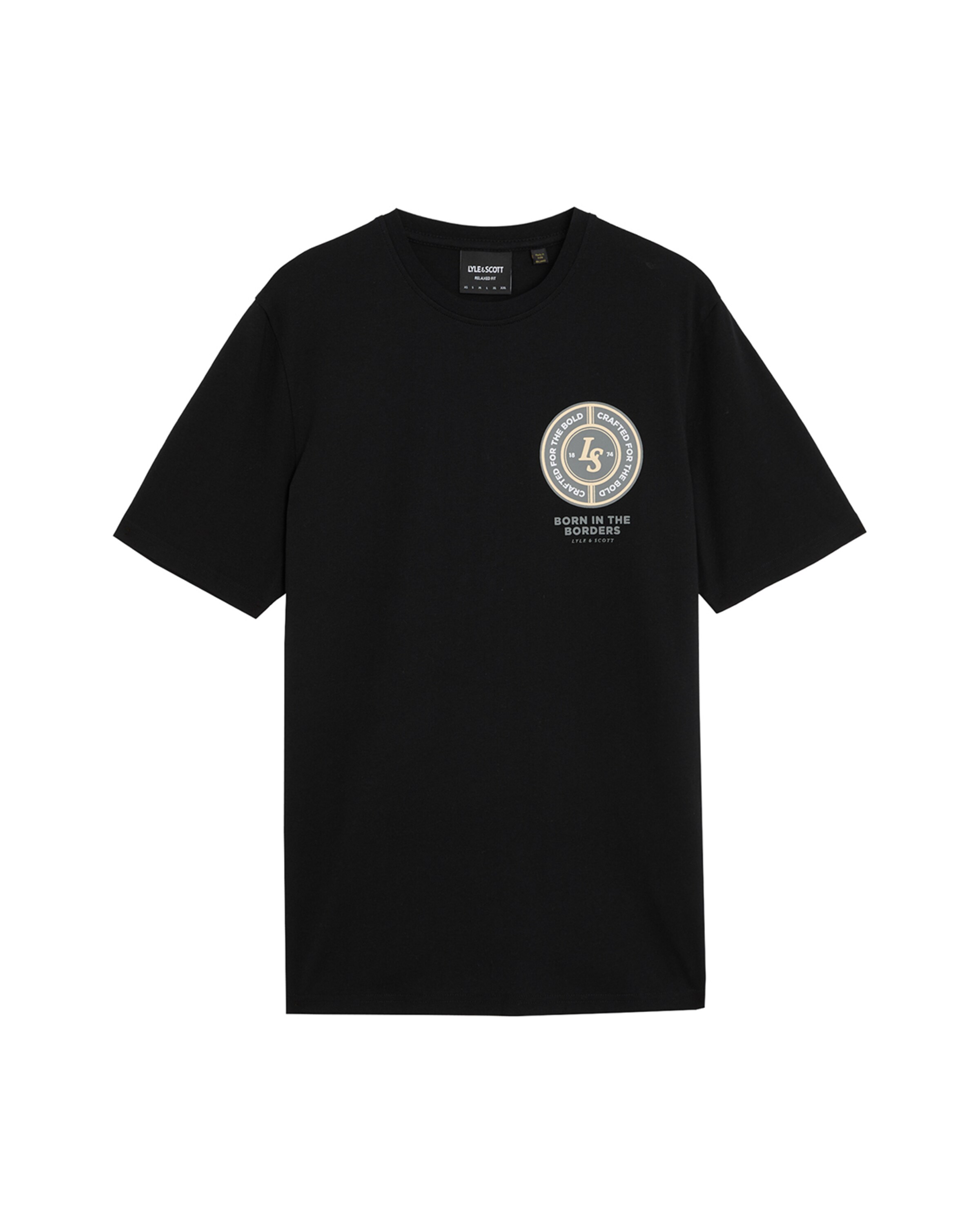 T-Shirt 'Born In The Borders' Lyle & Scott en noir : devant