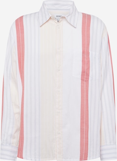 Marškiniai iš WEEKDAY, spalva – kremo / šviesiai mėlyna / lašišų spalva / balta, Prekių apžvalga