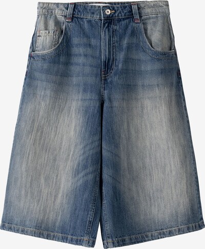 Bershka Jeans in blue denim / kirschrot / weiß, Produktansicht