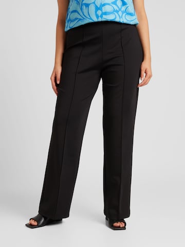 ONLY Carmakoma Regular Pleat-Front Pants 'LAUREL' in Black: front
