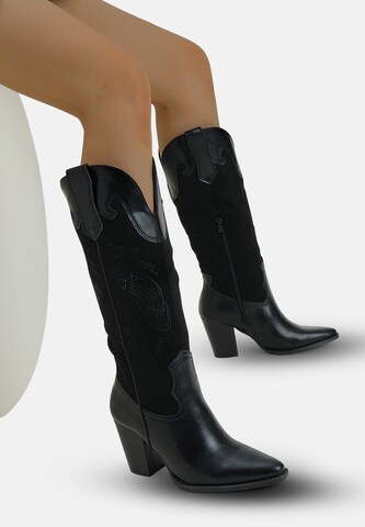 Elara Cowboy boot in Black