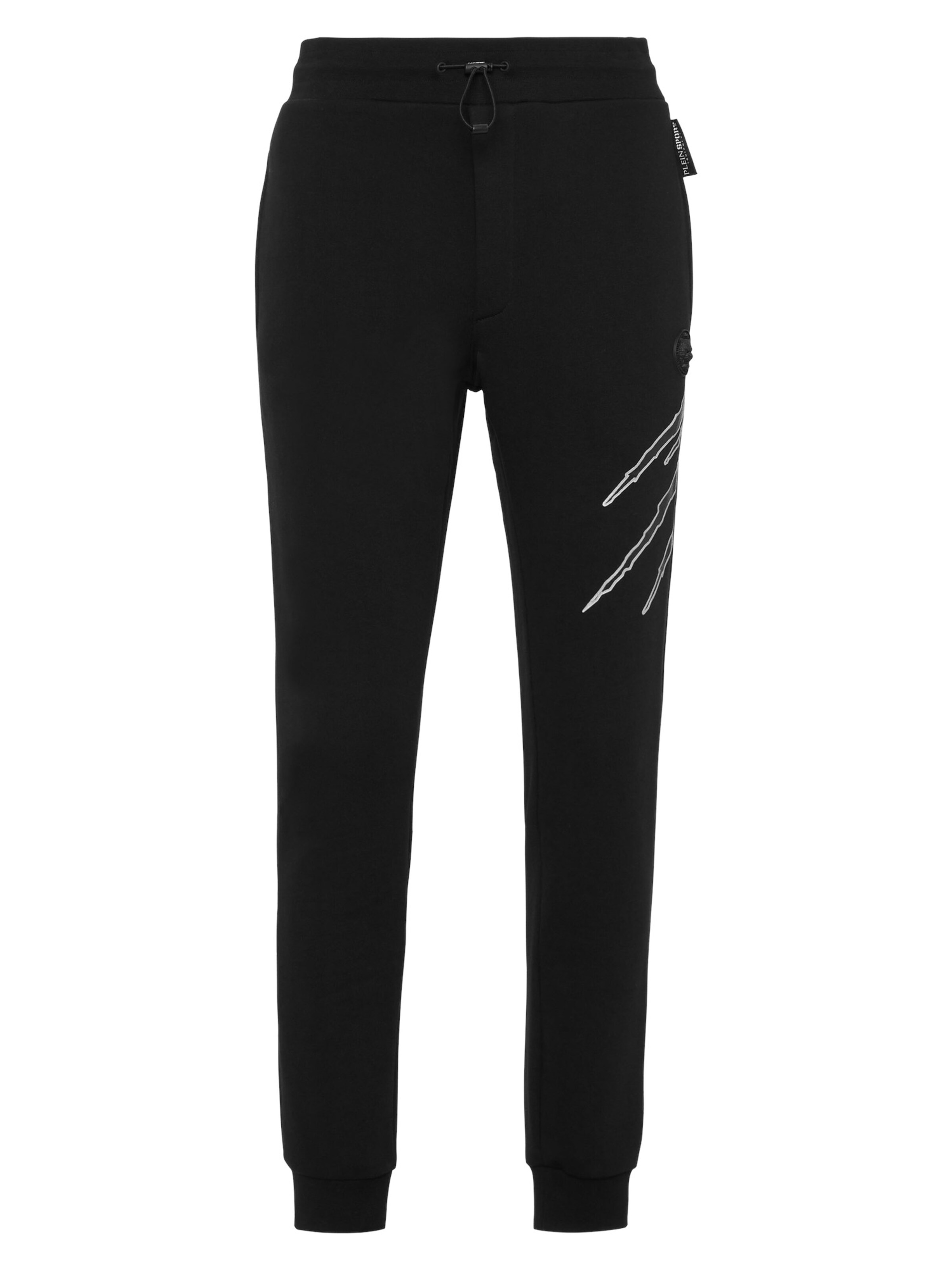 Plein Sport Tapered Trousers 'Scratch' in Black: front