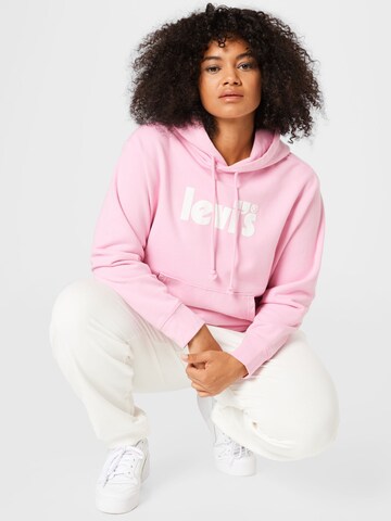 Levi's® Plus Μπλούζα φούτερ 'Graphic Standard Fit Hoodie' σε ροζ