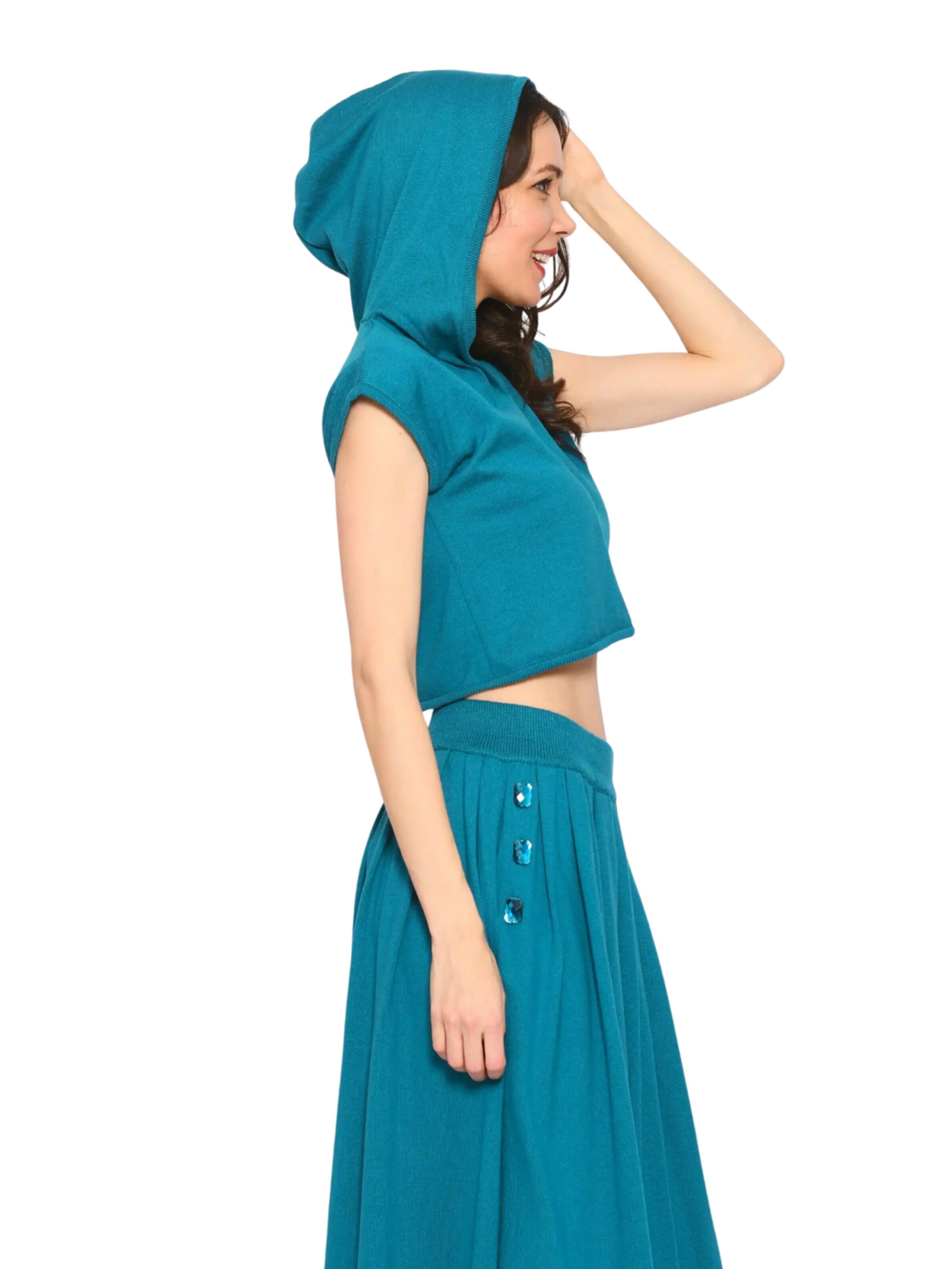 Süel knitwear Sticktop 'Hanna Hoodie' i grøn