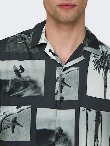 Only & Sons - Regular Fit Camisa 'Nano' em preto