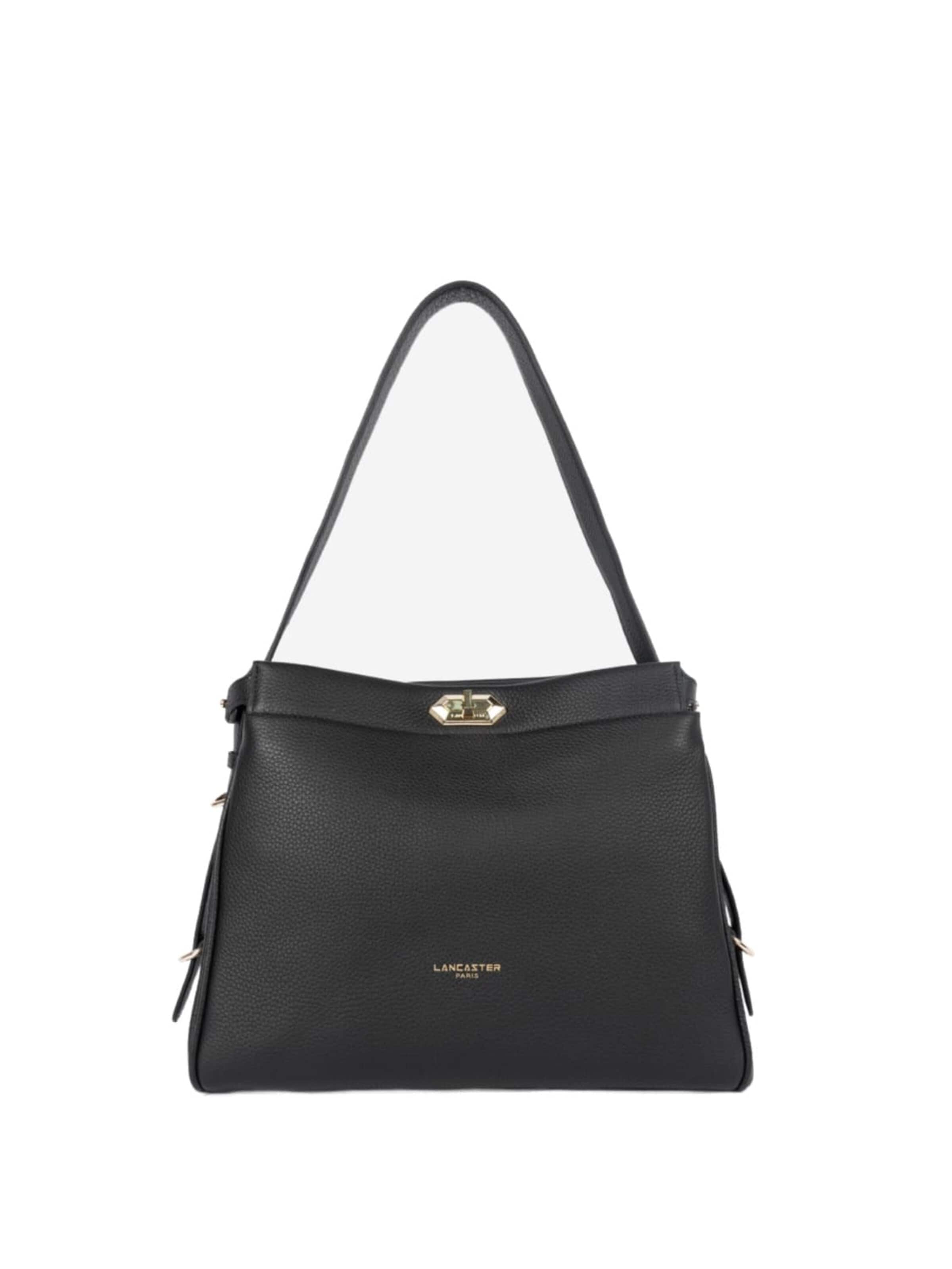 Sac bandoulière 'Lancaster Sac hobo Avec fermoir L Lady ROMY Noir' LANCASTER Paris en noir : devant