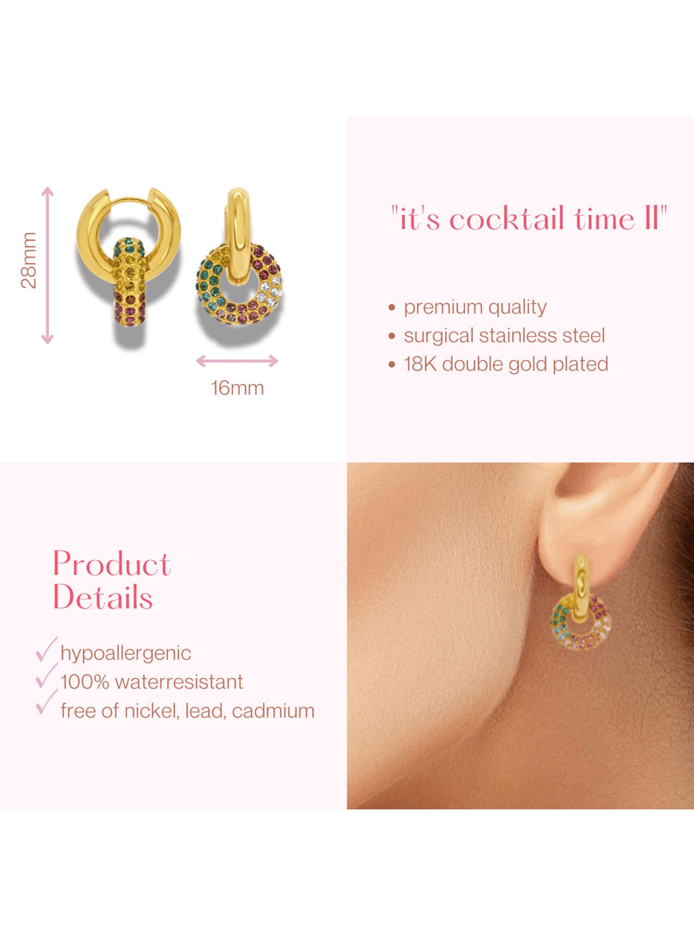 ARS-ARGENTI Earrings 'IT´S COCKTAIL TIME II' in Gold