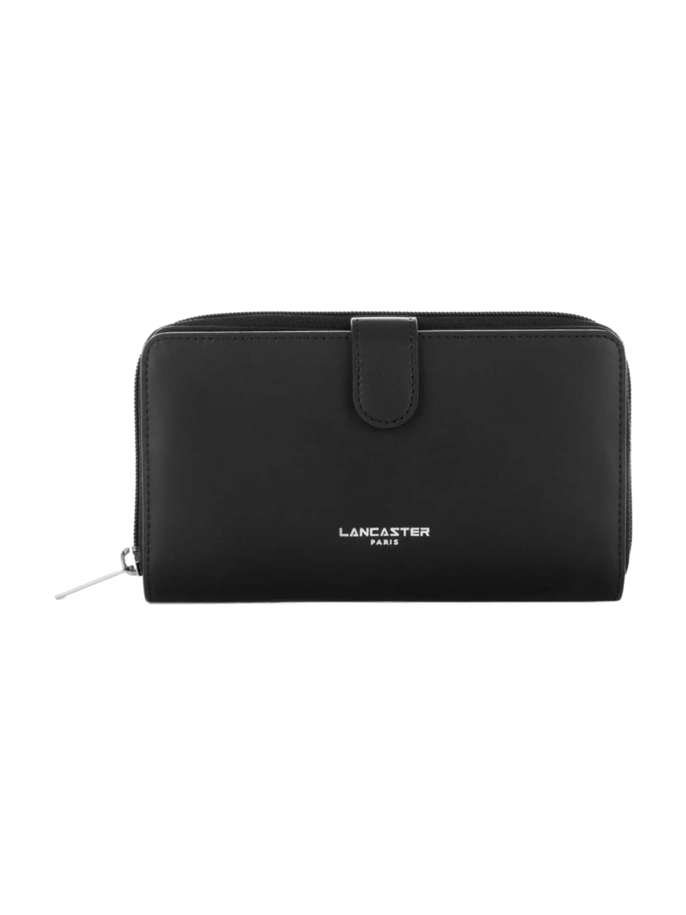 LANCASTER Paris Wallet 'Lancaster Compagnon Smooth Noir' in Black: front
