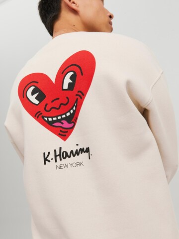 JACK & JONES Majica 'KEITH HARING' | bež barva