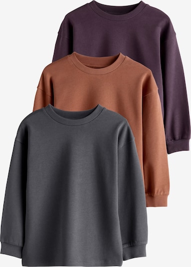 Tricou Next pe maro coniac / gri metalic / mov zmeură, Vizualizare produs