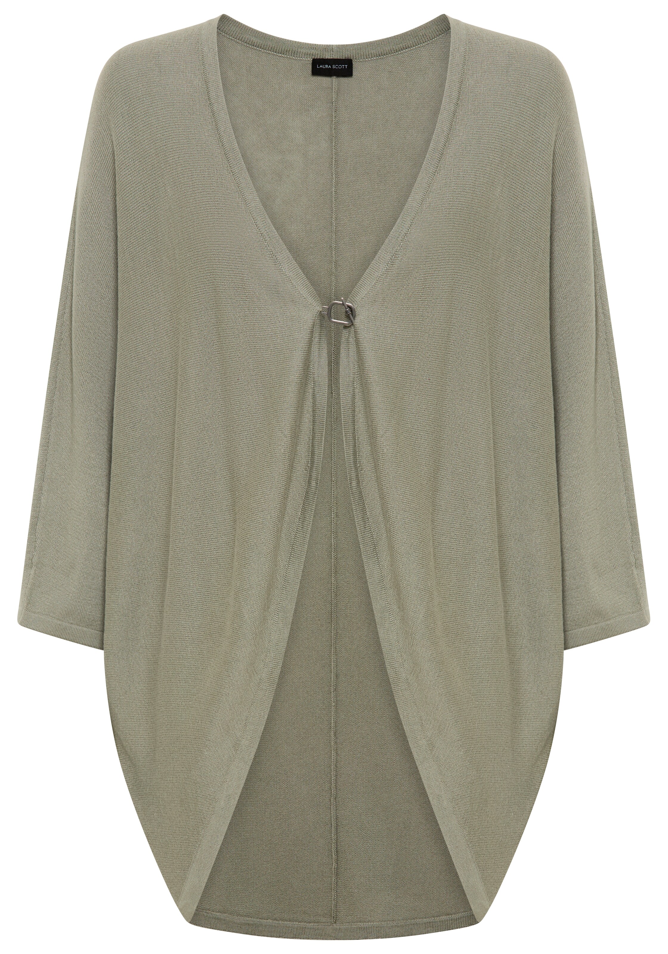 LAURA SCOTT Knit Cardigan in Grey: front