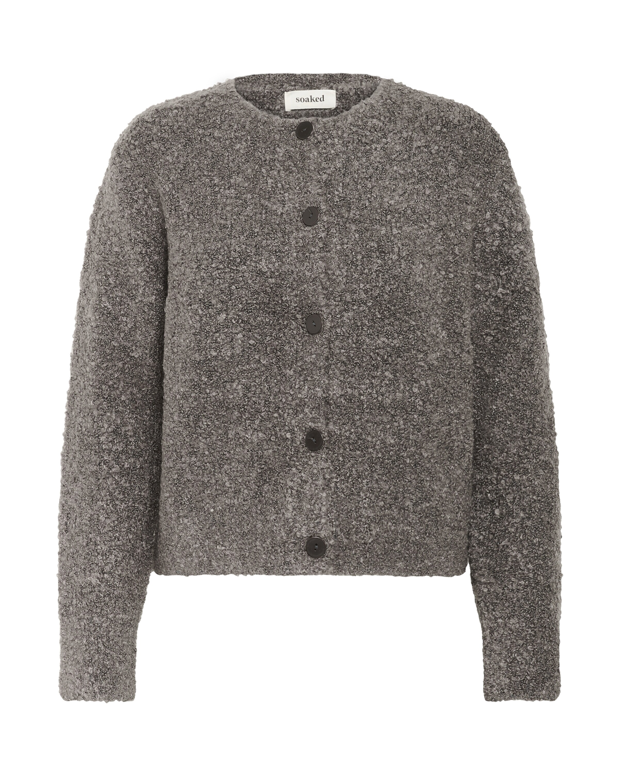 SOAKED IN LUXURY Strickjacke 'Babbette ' in Grau: Vorderseite