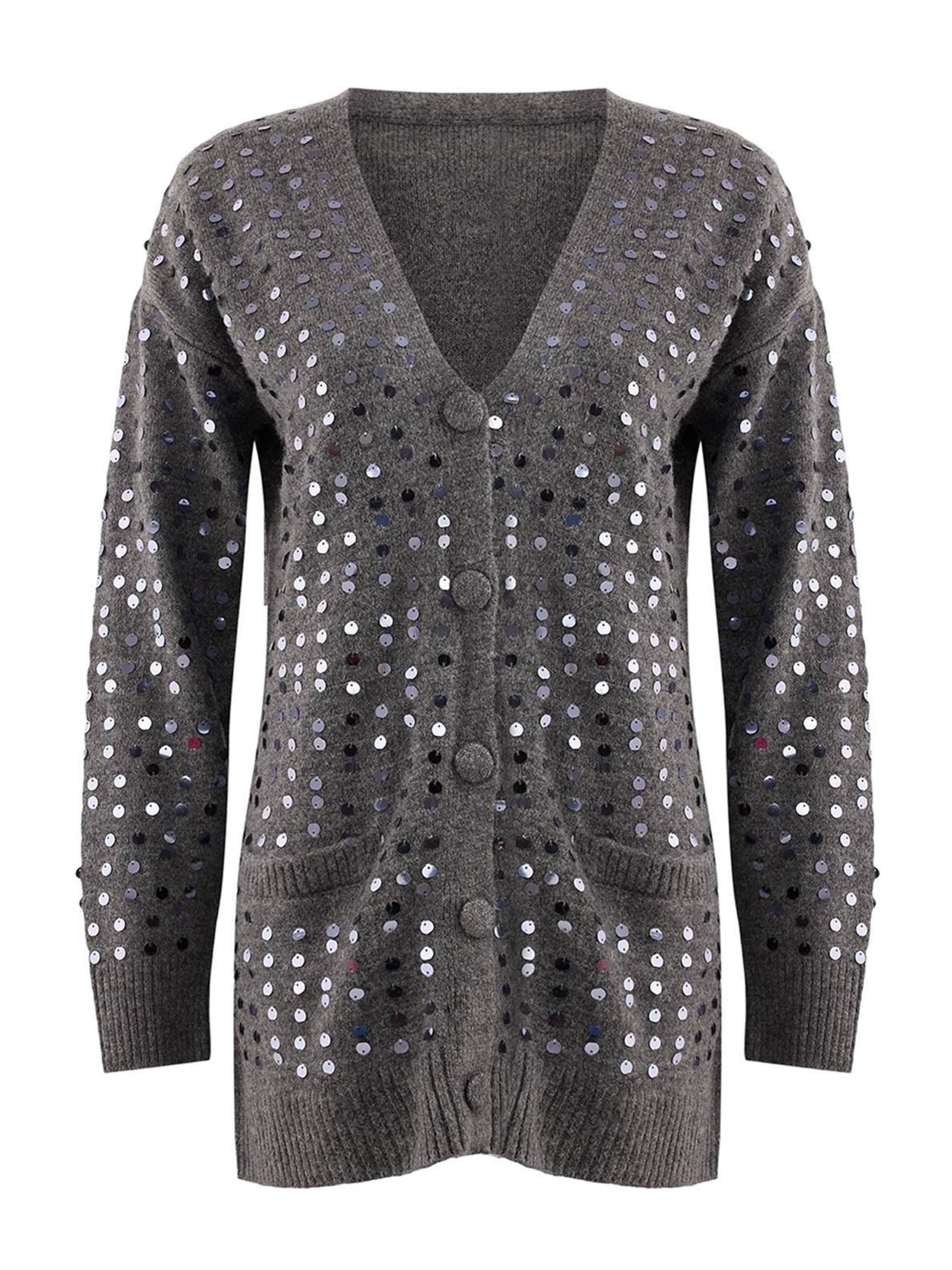 Trendyol Πλεκτή ζακέτα σε γκρι: μπροστά