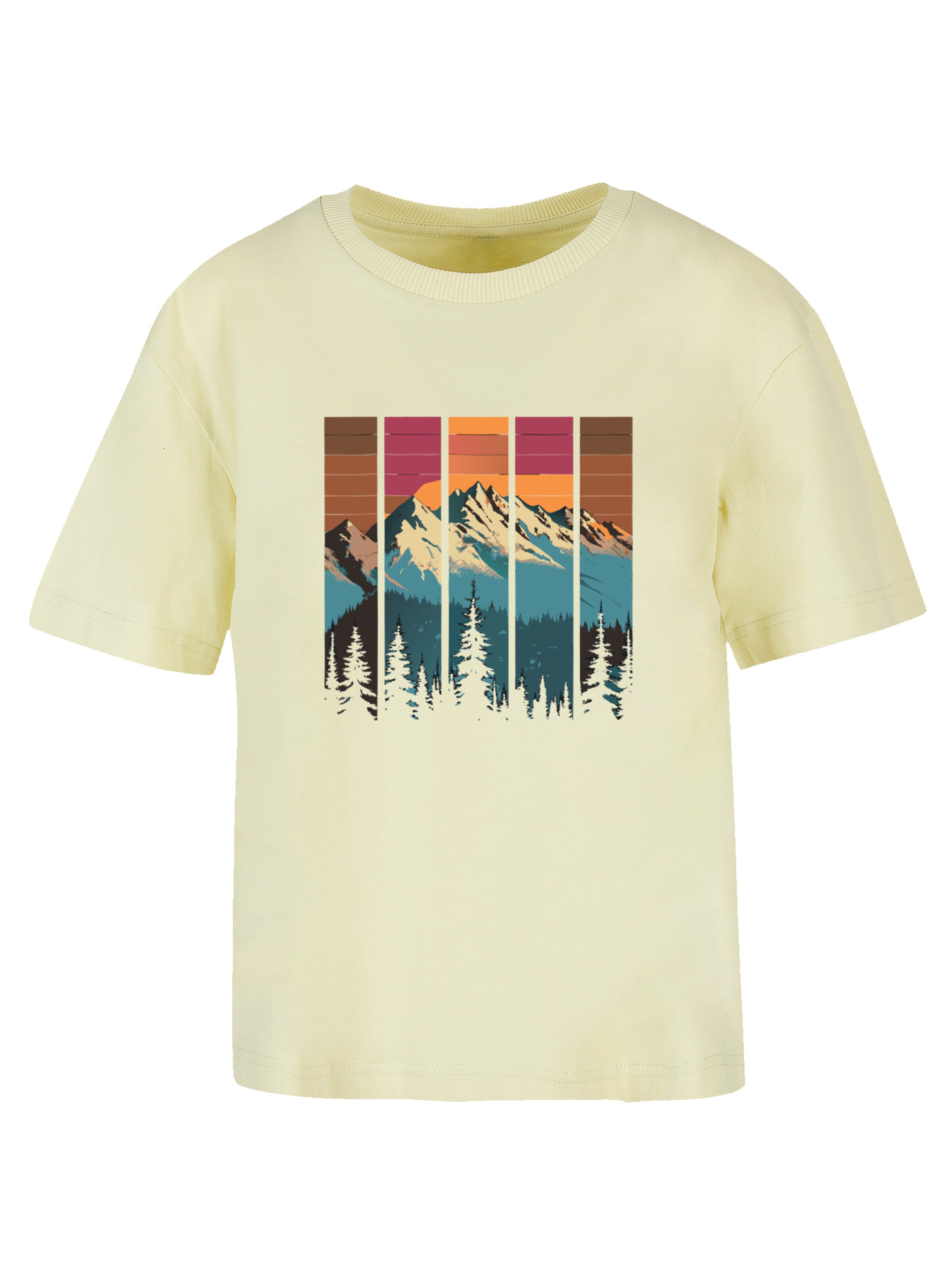 T-shirt 'Berg Sonnenuntergang Retro' F4NT4STIC en jaune : devant