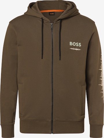 BOSS Sweatjacke ' ZeGrafix ' in Braun: predná strana