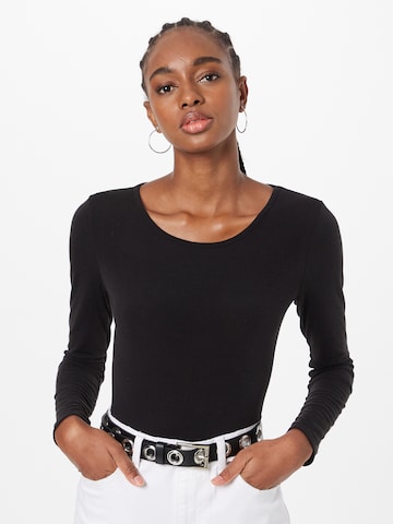 Nasty Gal Shirt Bodysuit in Black: front