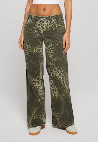 True Religion Wide Leg Jeans in Grün: Vorderseite