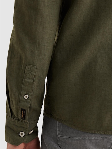PME Legend Regular fit Skjorta 'Shirt in cotton/linen with garment-dye wash' i grön